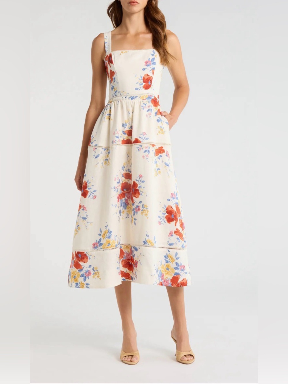 Reformation Everett Linen Midi Sundress Size 2 Soprano